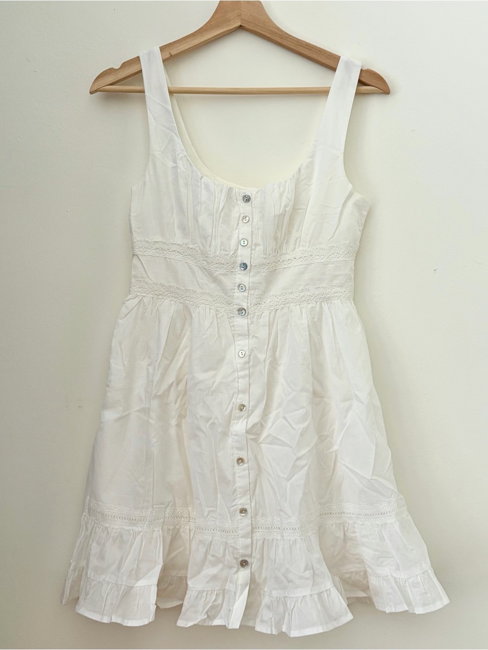 All in Favor White Button-Front Ruffle Mini Dress